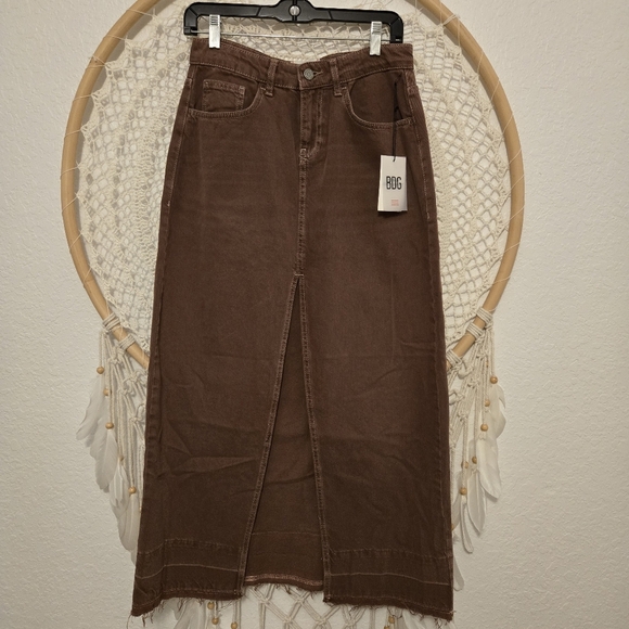 NWT Urban Outfitters BDG Western Brown Denim Maxi Skirt Size S - Picture 12 of 12